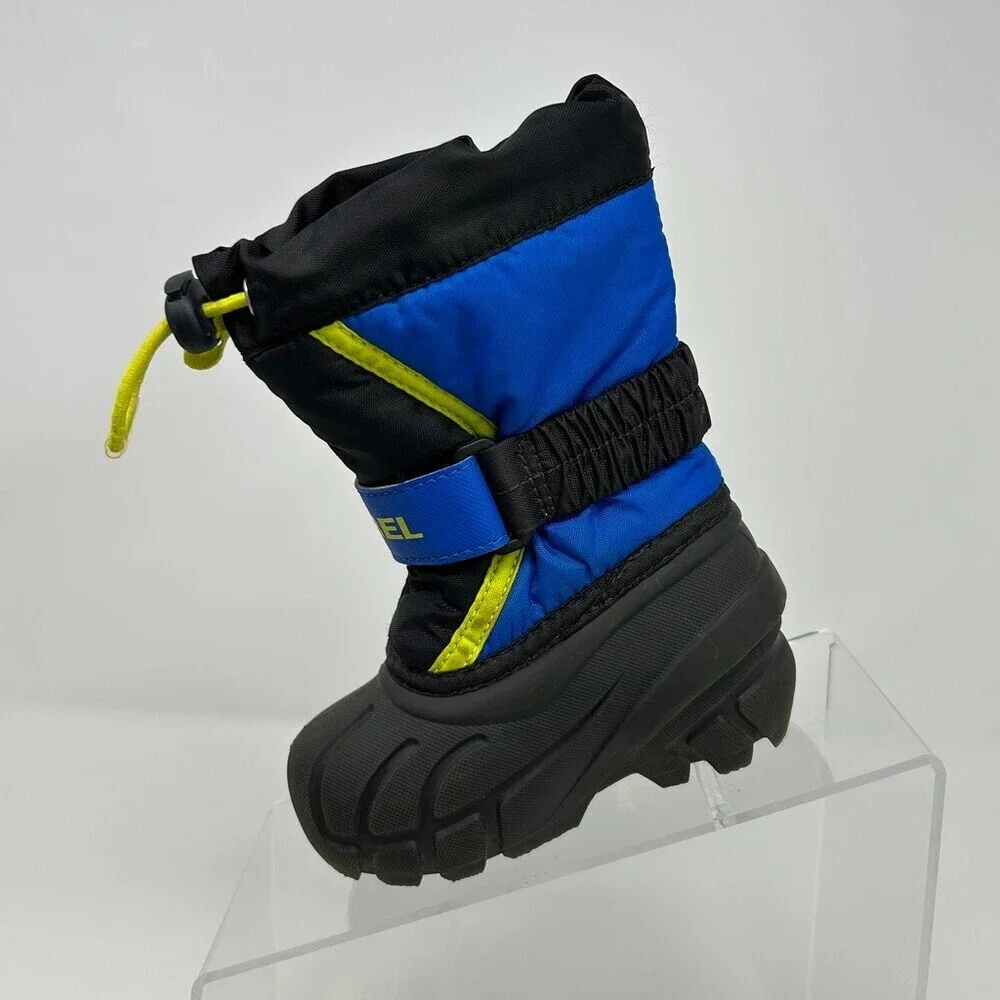 SOREL Youth Flurry Boys Snow Boots Blue/Black Waterproof Insulated Winter Size 5